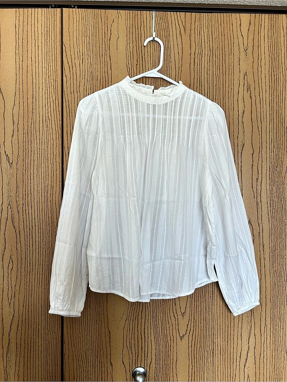ana White Striped Ruffle Neck Blouse Size Medium